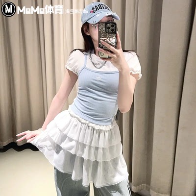 三叶草女装假两件甜酷短袖T恤