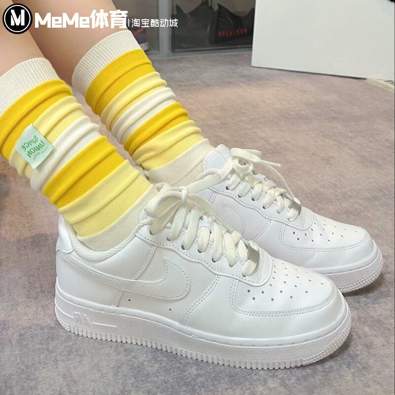 耐克AF1女子运动鞋2025新品纯白空军一号胶底休闲板鞋 DD8959-100