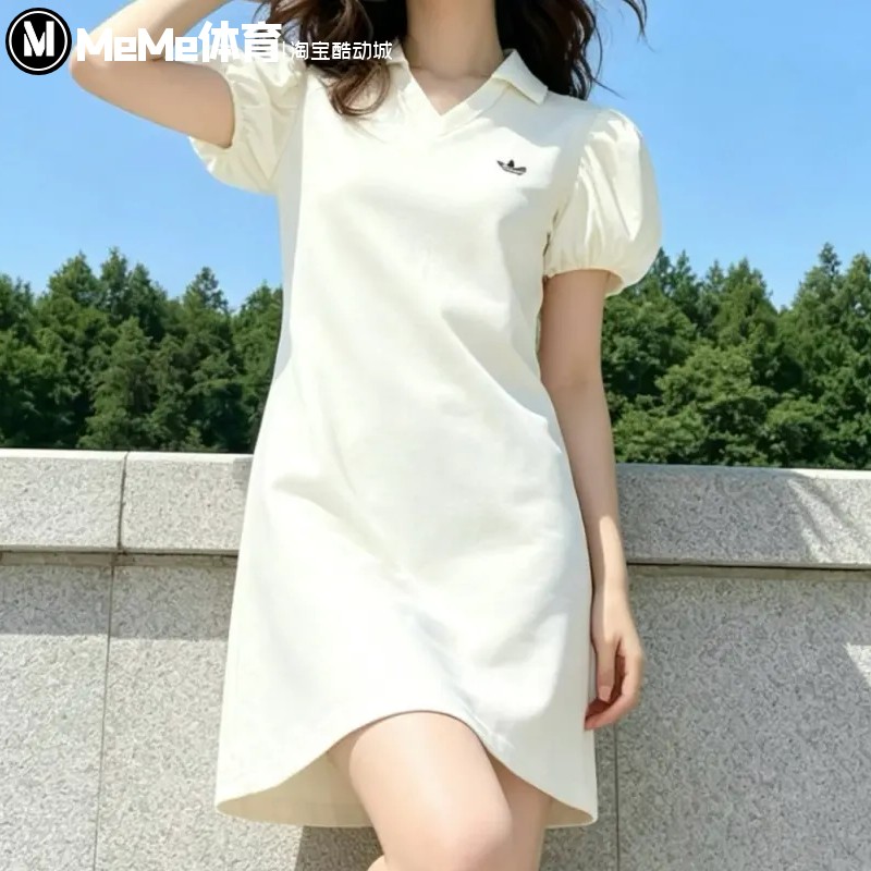 阿迪达斯三叶草2026夏款青春少女感活力显瘦减龄休闲连衣裙KE3437