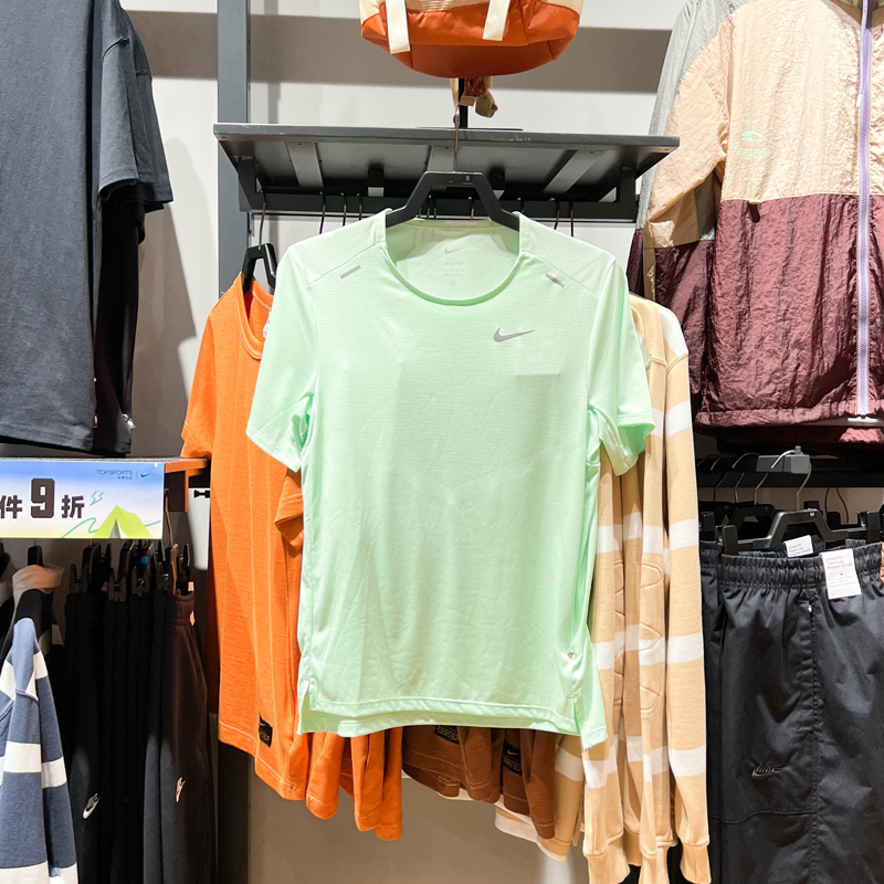 耐克男装2024夏新款跑步训练速干透气运动休闲短袖T恤 CZ9185-376