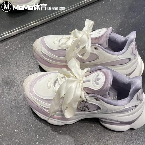 阿迪达斯三叶草女鞋2026秋新品月牙吊坠装饰厚底增高老爹鞋LA3791