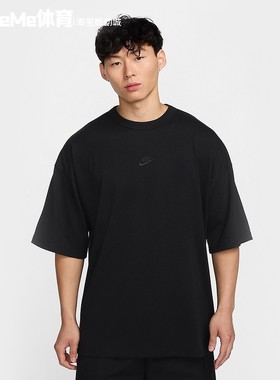 耐克短袖男装2025秋季款刺绣小标简约黑色运动休闲T恤 HF9607-010