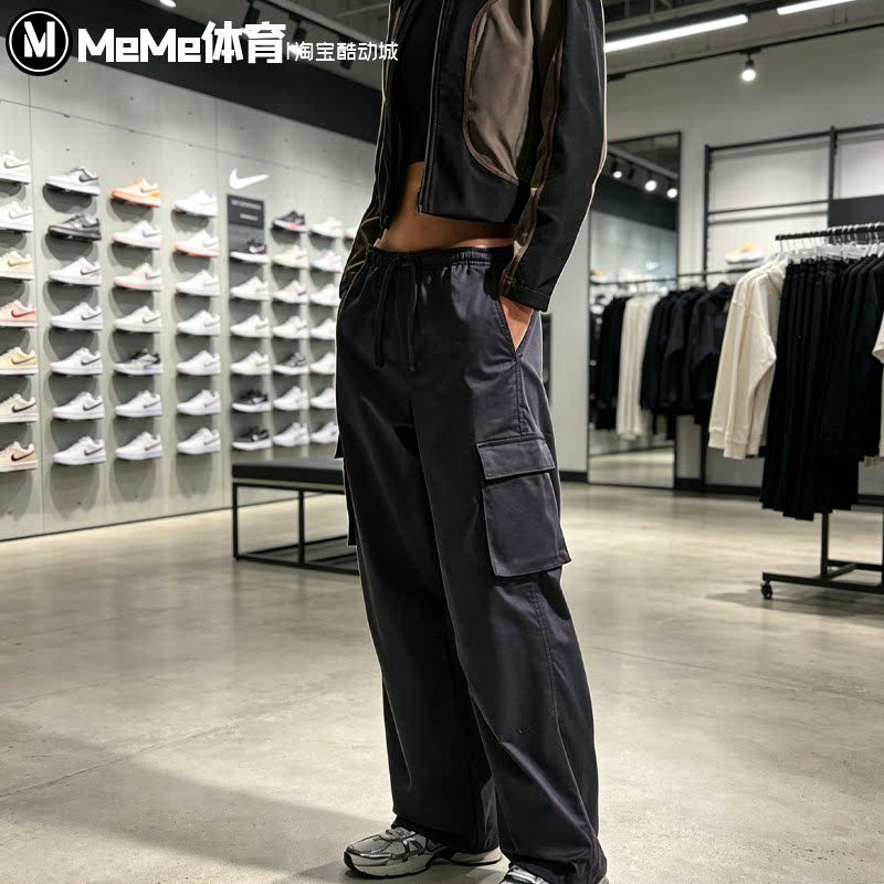 Nike耐克女裤2026秋纯黑色中腰机能风工装裤休闲直筒裤IO2455-013