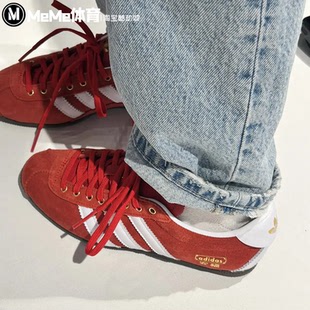 阿迪达斯三叶草2026夏款女鞋红色麂皮安福鞋复古薄低德训鞋KJ3957