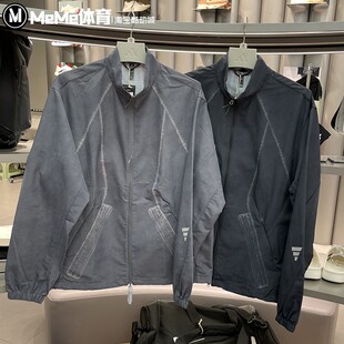阿迪达斯2026夏新品男装几何明线透气运动休闲立领夹克外套KU5308