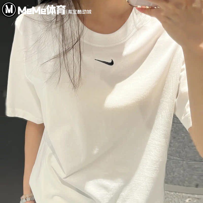Nike耐克2026夏新款女子刺绣小勾纯棉透气宽松短袖T恤 IH7602-100