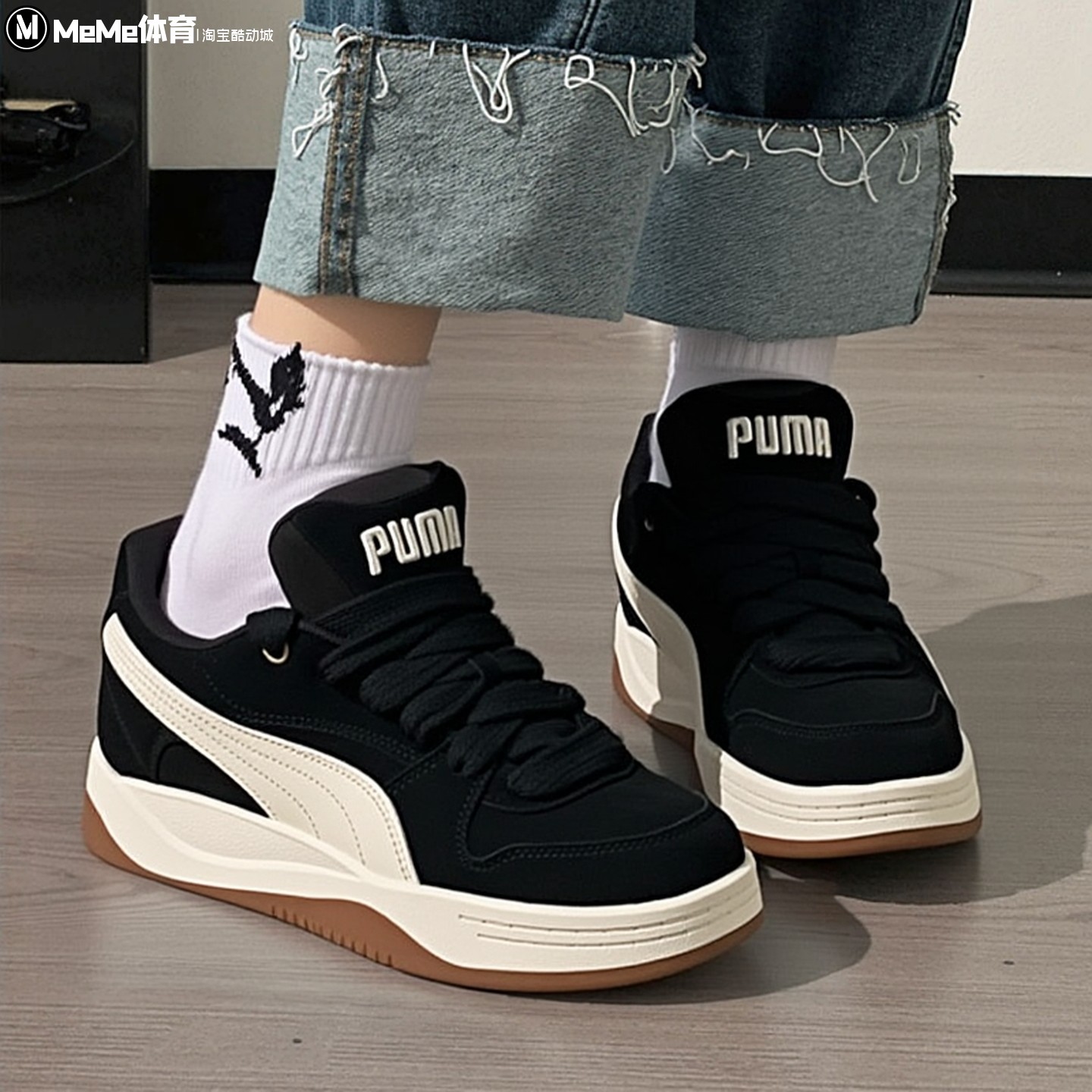 PUMA彪马男女鞋2025冬季经典黑白情侣面包鞋轻便休闲鞋 402510-03