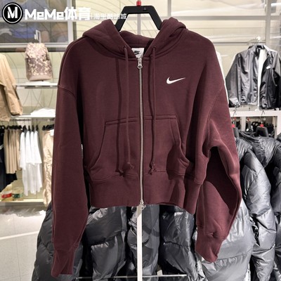 耐克女装2025冬季新品短款加绒保暖连帽衫运动夹克外套HV2427-652