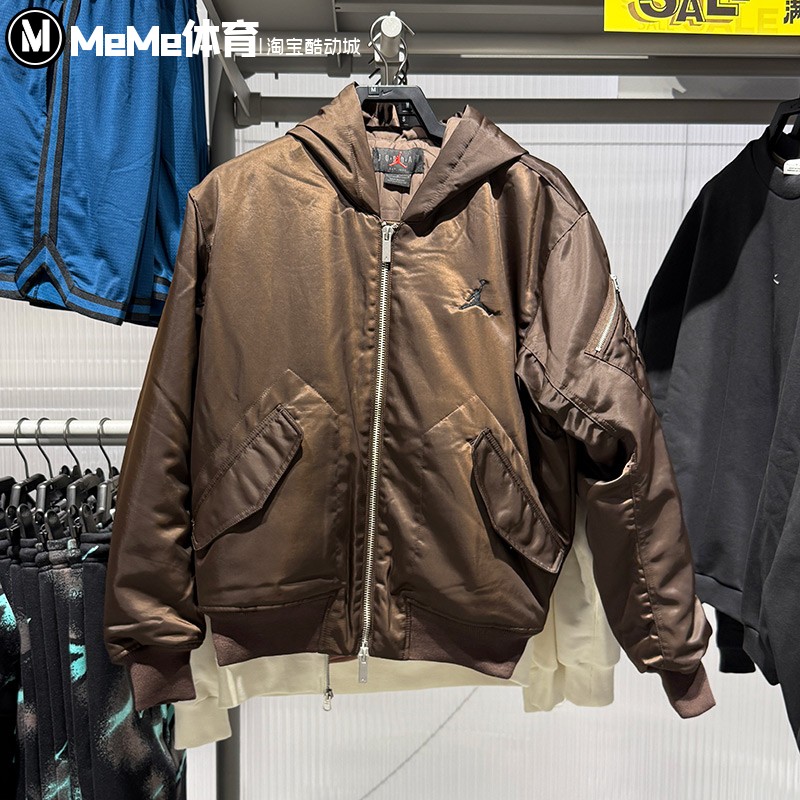 耐克男装2025冬季JORDAN经典保暖宽松梭织连帽棉服外套HV0541-237