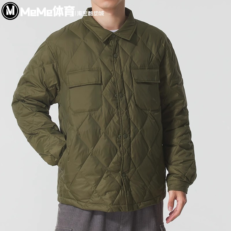 彪马男款羽绒服2025冬新款衬衫式菱形绗缝保暖运动外套 635761-81