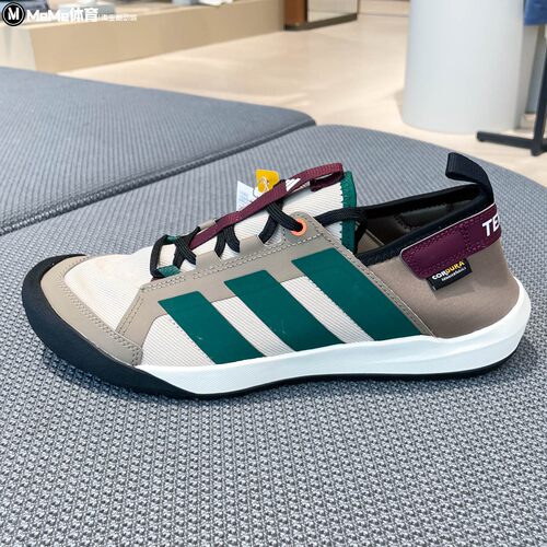 阿迪达斯男女鞋2026秋款卡其墨绿撞色户外旅行休闲徒步鞋 KH6691