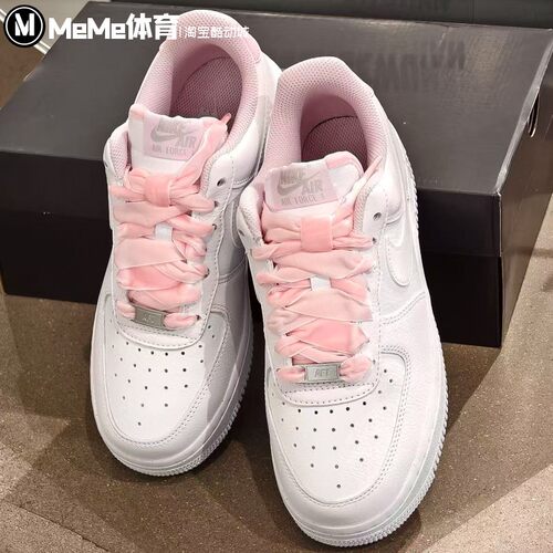 耐克女鞋2025冬新品甜美丝绒粉白撞色AF1空军一号板鞋 HV4403-601