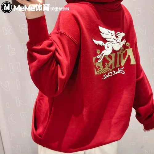 耐克2026马年限定款CNY女子新年红连帽印花卫衣套头衫 IQ3826-613