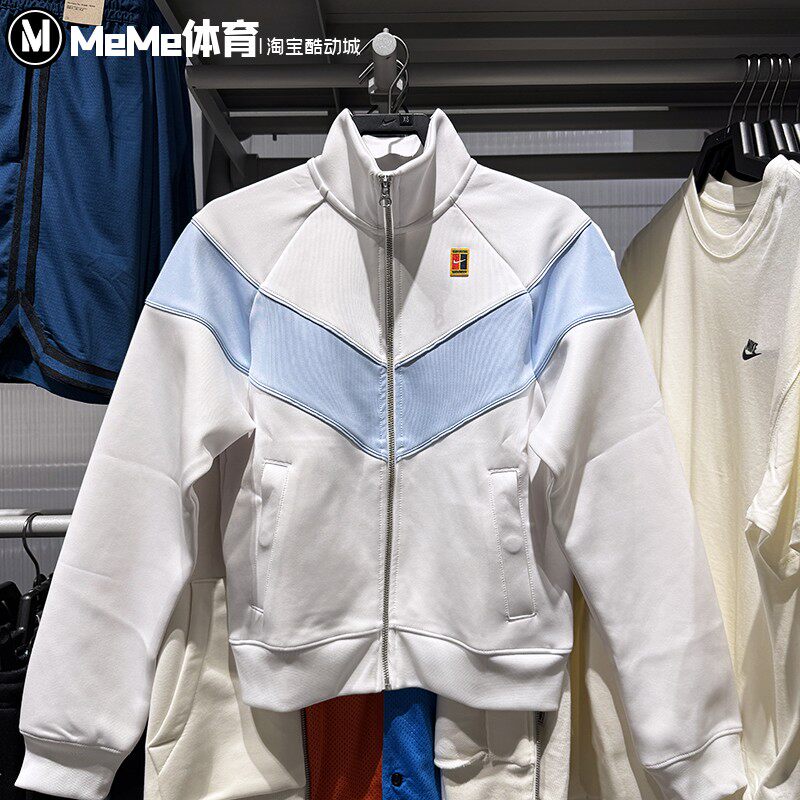 耐克女装2025冬季新品减龄学院风蓝白撞色运动夹克外套IO0486-100