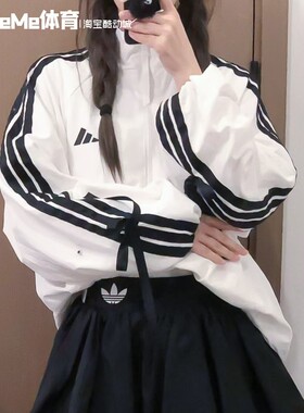 阿迪达斯女子外套2025秋季款甜酷蝴蝶结泡泡袖运动休闲夹克KT5003