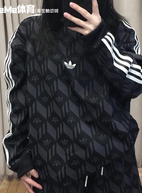 阿迪达斯三叶草男装2025新款复古满印花POLO衫运动足球T恤 JD5196