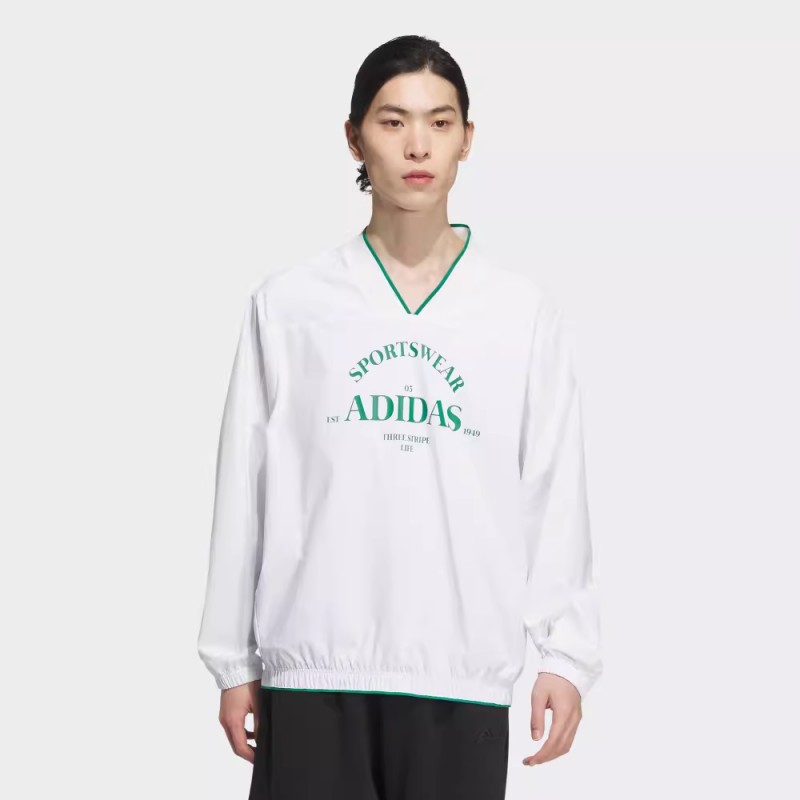 adidas阿迪达斯男装2024秋新款运动休闲透气V领卫衣套头衫 JE3669