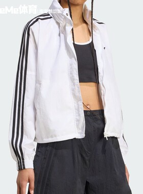 阿迪达斯三叶草女子夹克2025秋款休闲运动大号立领风衣外套JX1450
