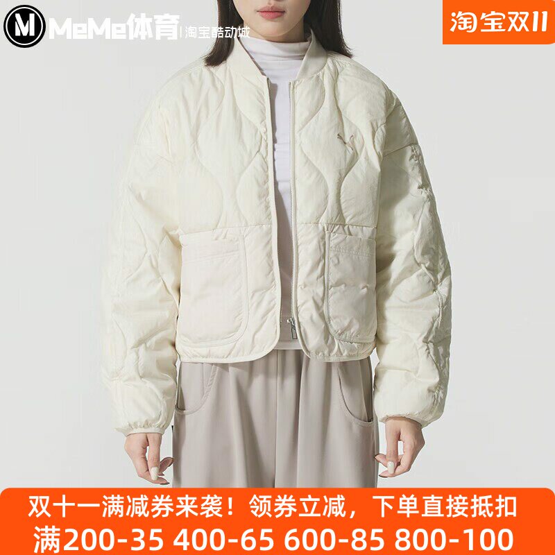 PUMA彪马女子羽绒服2025冬新款简约宽松棒球领休闲外套 635502-87