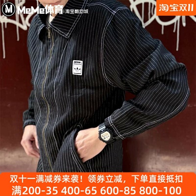 阿迪达斯三叶草男装2025春款百搭翻领宽松透气休闲运动夹克JP4485