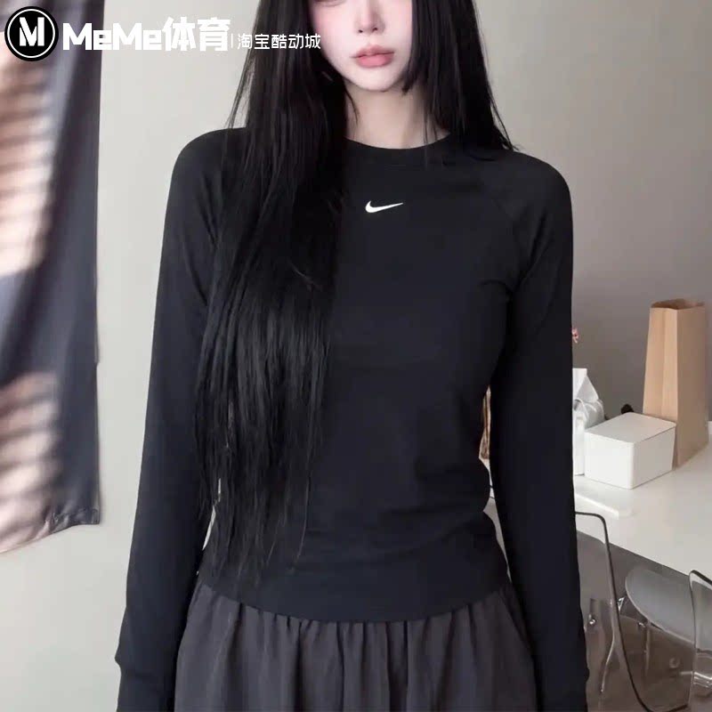 耐克女装辣妹短款紧身收腰长袖