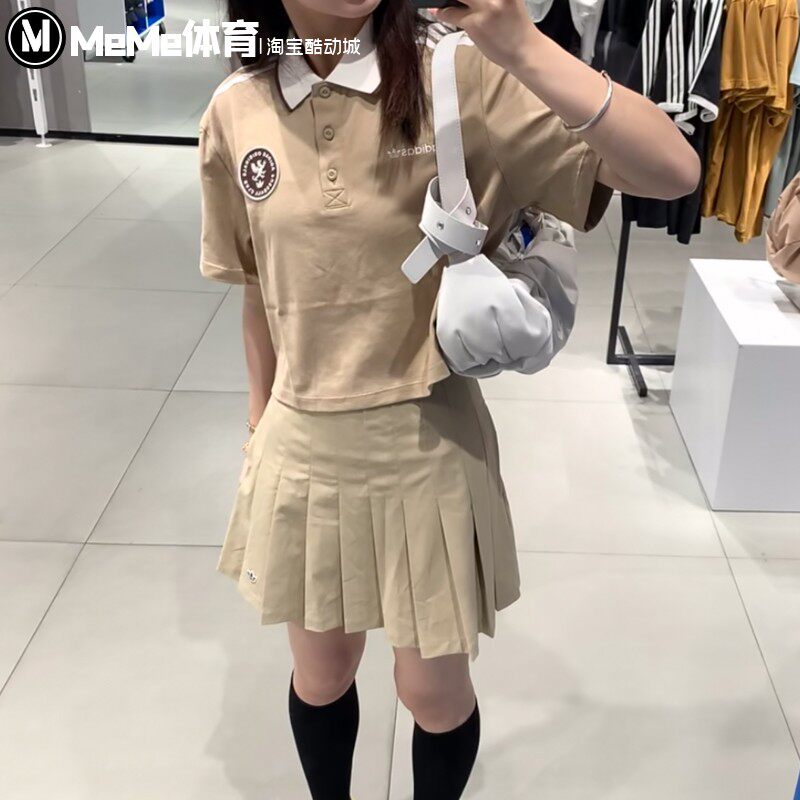 阿迪达斯三叶草女装2025秋款复古球衣风短款运动短袖POLO衫KH1186