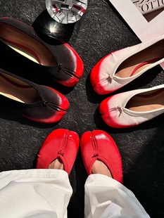 芭蕾舞玛丽珍单鞋 平底鞋 复古褶皱真皮分趾鞋 Angela 2026新款