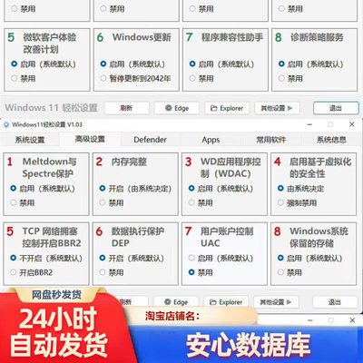 win11轻松设置 系统优化 全能工具箱 各种系统功能禁用启用