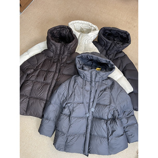 2025冬款加厚连帽百搭休闲极简风宽松90白鸭绒中长款羽绒服7712