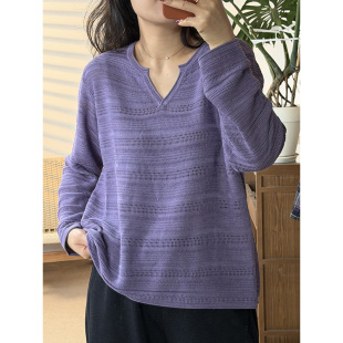 宽松显瘦V领女士镂空针织上衣女装 夏季 434 爆爆款