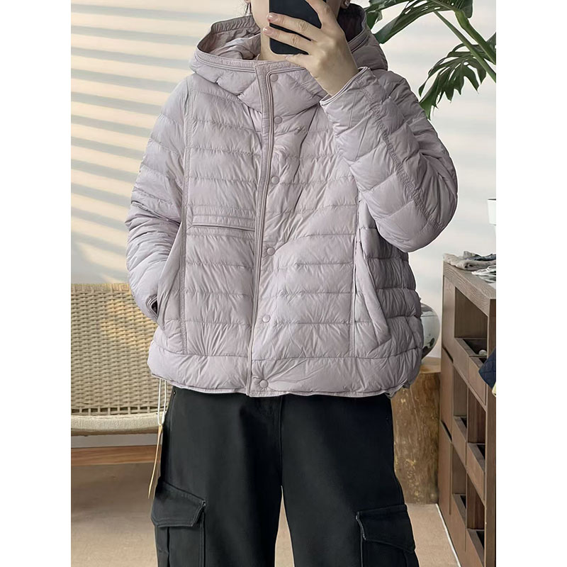 2025秋冬新款连帽90白鸭绒羽绒服女宽松显瘦百搭休闲上衣-7708