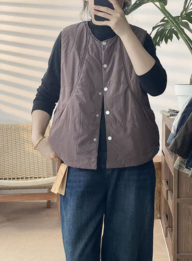 2025秋冬绵羊毛圆领无袖暗扣马甲女显瘦百搭休闲坎肩背心33019