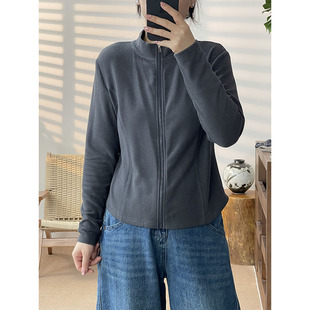 2025秋款拉链立领卫衣外套女修身显瘦内搭瑜伽服外穿开衫上衣171