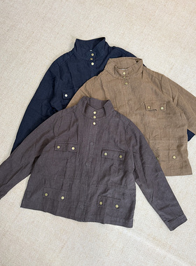 春秋款汉麻新款复古百搭工装风短外套25117