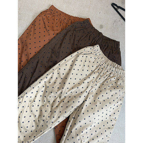 2025秋冬波点松紧腰休闲九分哈伦裤女宽松百搭显瘦5529