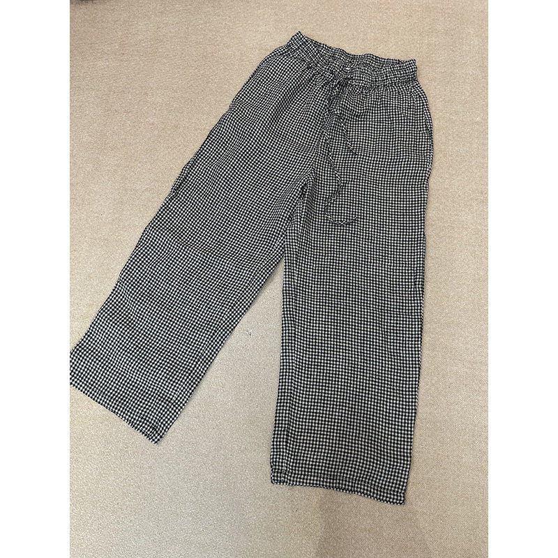 2025夏款休闲风亚麻松紧抽绳直筒阔腿格子休闲九分裤 5029,女装/女士精品,休闲裤,淘宝优惠券,粉丝福利购,淘宝优惠卷