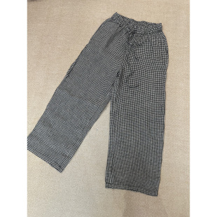 2025夏款 5029 休闲风亚麻松紧抽绳直筒阔腿格子休闲九分裤