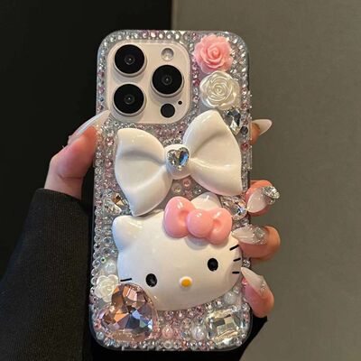 苹果KT猫水钻防摔手机壳