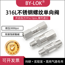 BYLOK316L不锈钢npt内螺纹单向阀1psi开启内外丝高压单向阀止回阀