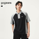 25夏新品 gxg.jeans男装 POLO衫 宽松半拉链翻领短袖 撞色拼接时尚
