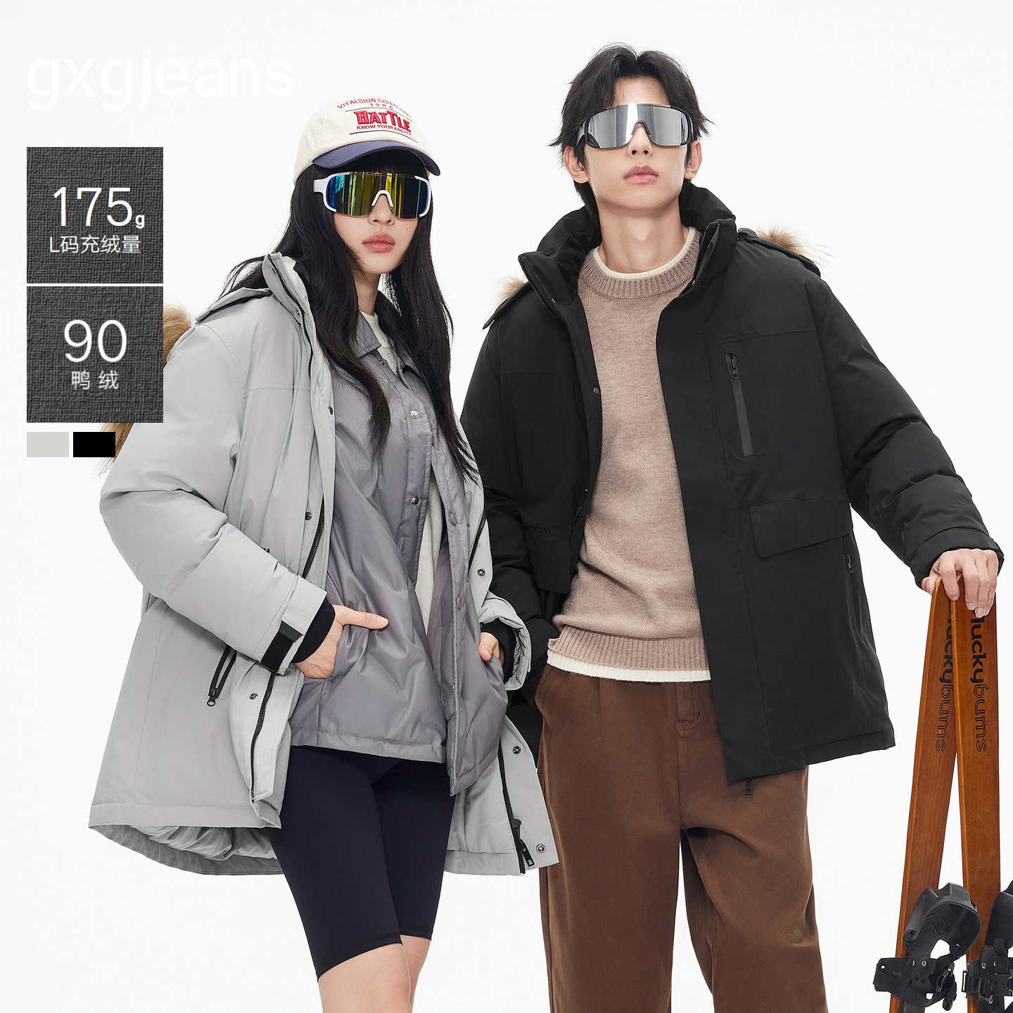 带毛领 中长款羽绒服