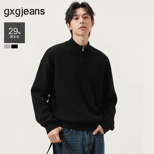 25冬新品 半开襟高领毛衣线衫 双色坑条肌理简约时尚 gxg.jeans男装