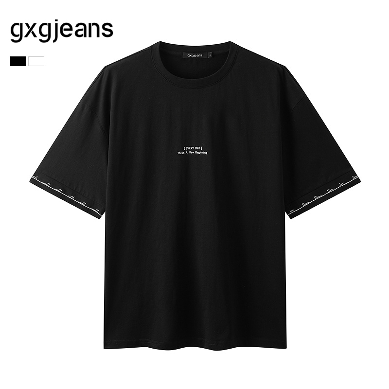 gxg.jeans男装  撞色明线设计简约时尚宽松圆领短袖T恤25年夏新品