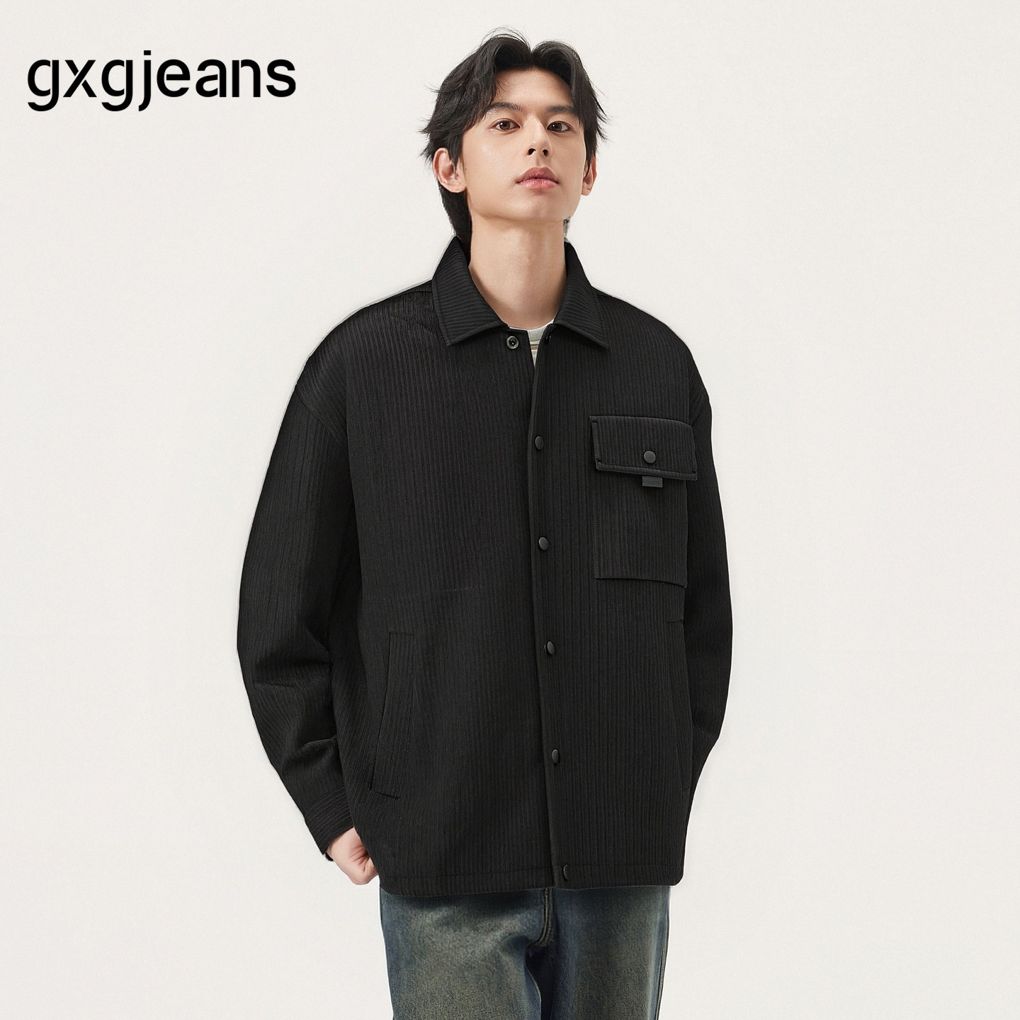 gxg.jeans男装2024年秋季新款翻领长袖衬衫J24X033068