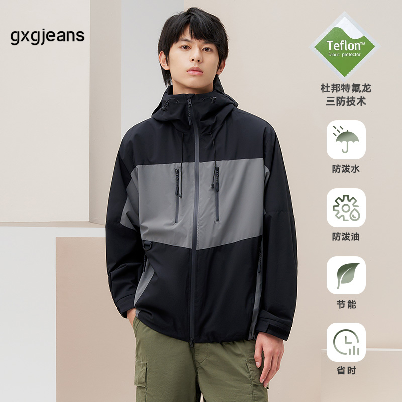 gxgjeans男装连帽夹克秋季