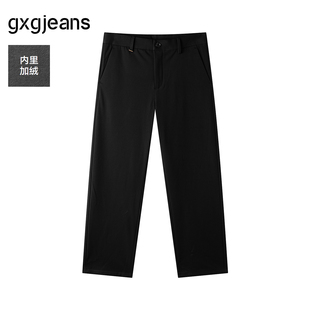 25年冬新品 男士 加绒黑色简约休闲舒适宽松长裤 gxg.jeans男装