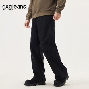 25秋新品 gxg.jeans男装 男 休闲裤 黑色简约潮流宽松直筒牛仔长裤