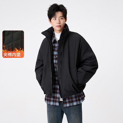 gxgjeans男装夹棉内里25冬款棉服锁温保暖防风立领式外套*