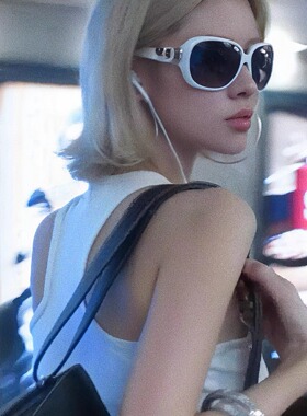 MELIYA古早千禧辣妹风复古太阳眼镜女白色蛤蟆墨镜防晒遮阳高级感