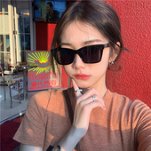 欧美风ins小框太阳镜2024新款 潮凹造型时尚 街拍超黑偏光墨镜女韩